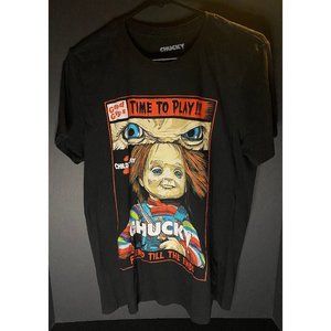 Chucky Time to Play!! Graphic Horror T-shirt Mens M Universal Studios Black Tee